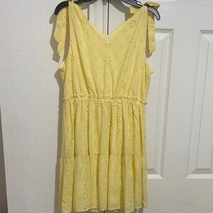 Girls Chelsea & Violet Light Yellow Eyelet Dress